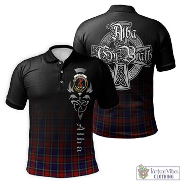 Clark Red Tartan Polo Shirt Featuring Alba Gu Brath Family Crest Celtic Inspired