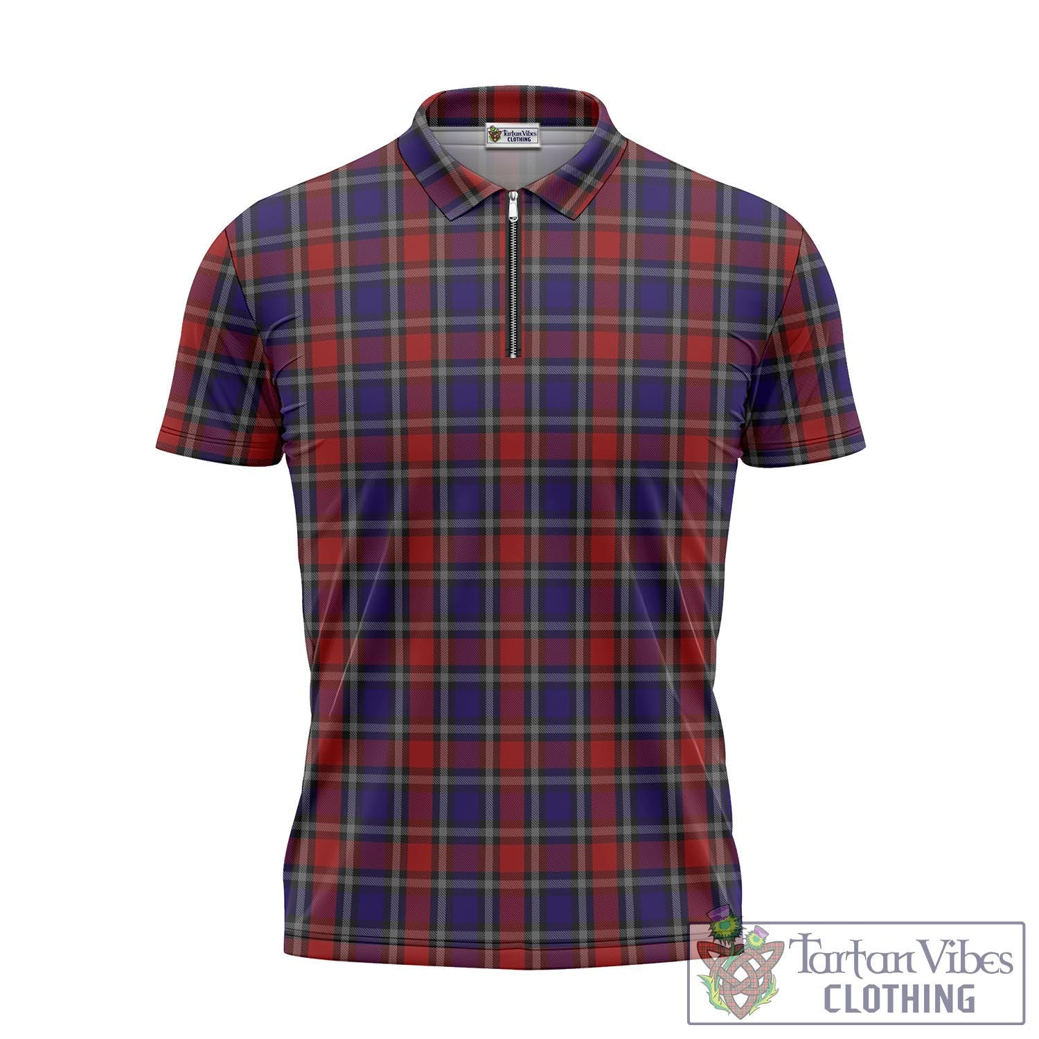 Tartan Vibes Clothing Clark Red Tartan Zipper Polo Shirt