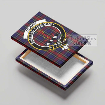 Clark Red Tartan Canvas Print Wall Art with Family Crest