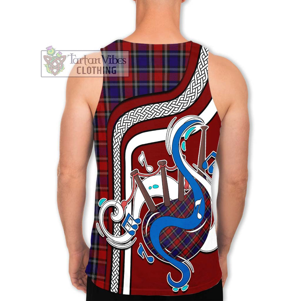 Clark Red Tartan Men's Tank Top with Epic Bagpipe Style - Tartanvibesclothing Shop