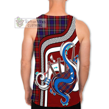 Clark Red Tartan Men's Tank Top with Epic Bagpipe Style