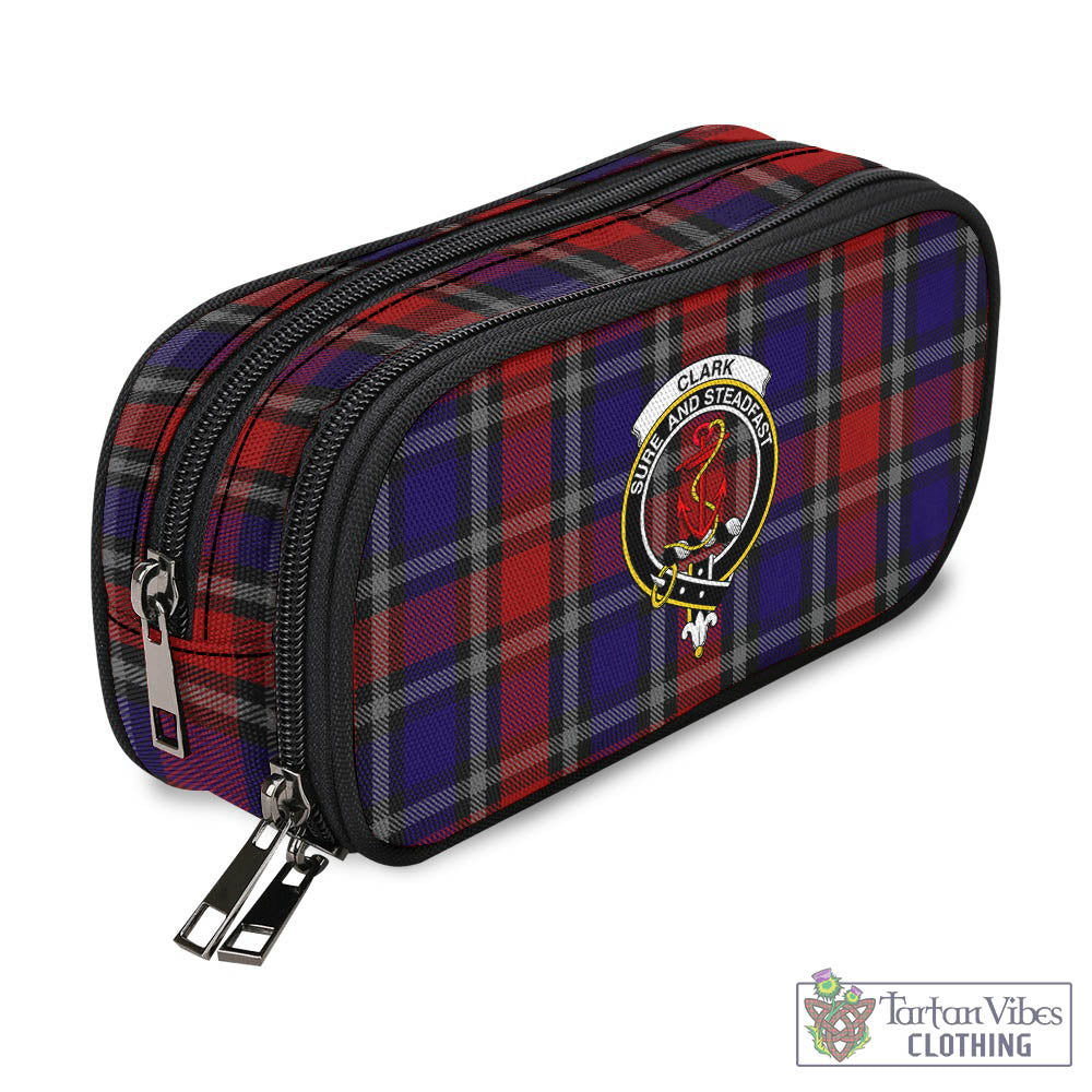 Tartan Vibes Clothing Clark Red Tartan Pen and Pencil Case with Family Crest