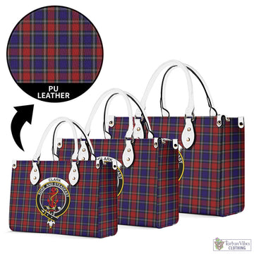 Clark Red Tartan Luxury Leather Handbags with Family Crest