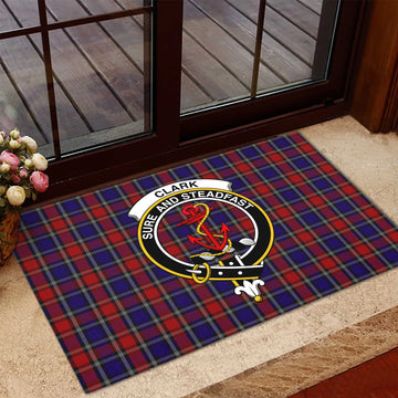 Clark Red Tartan Door Mat with Family Crest