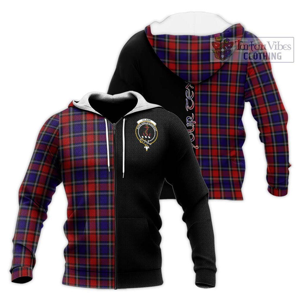 Clark Red Tartan Knitted Hoodie with Family Crest and Half Of Me Style Unisex Knitted Zip Hoodie - Tartanvibesclothing Shop