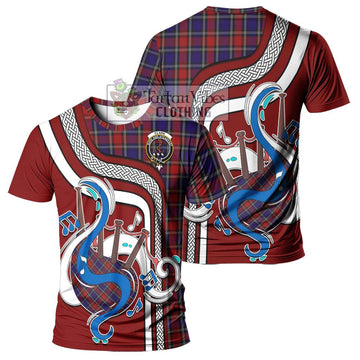 Clark Red Tartan T-Shirt with Epic Bagpipe Style