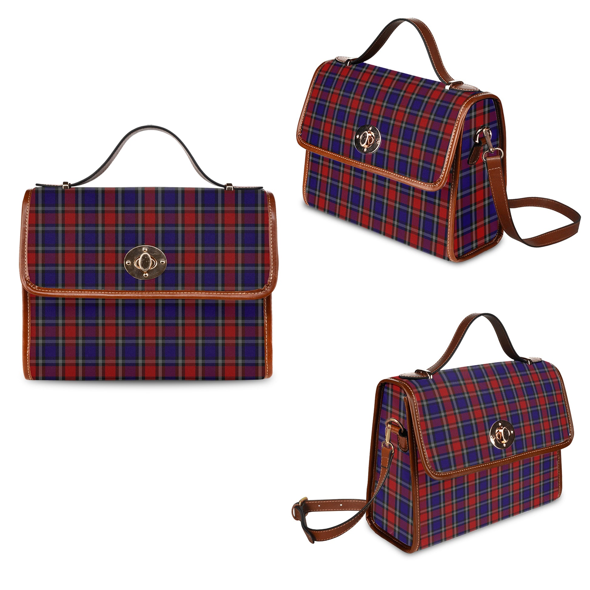 clark-red-tartan-leather-strap-waterproof-canvas-bag