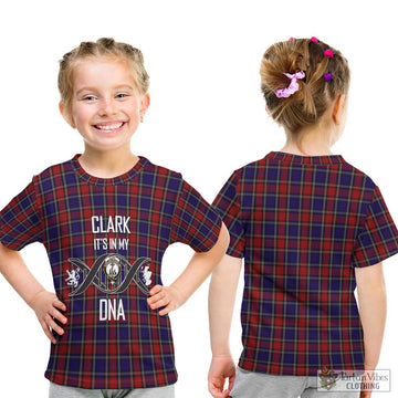 Clark Red Tartan Kid T-Shirt with Family Crest DNA In Me Style