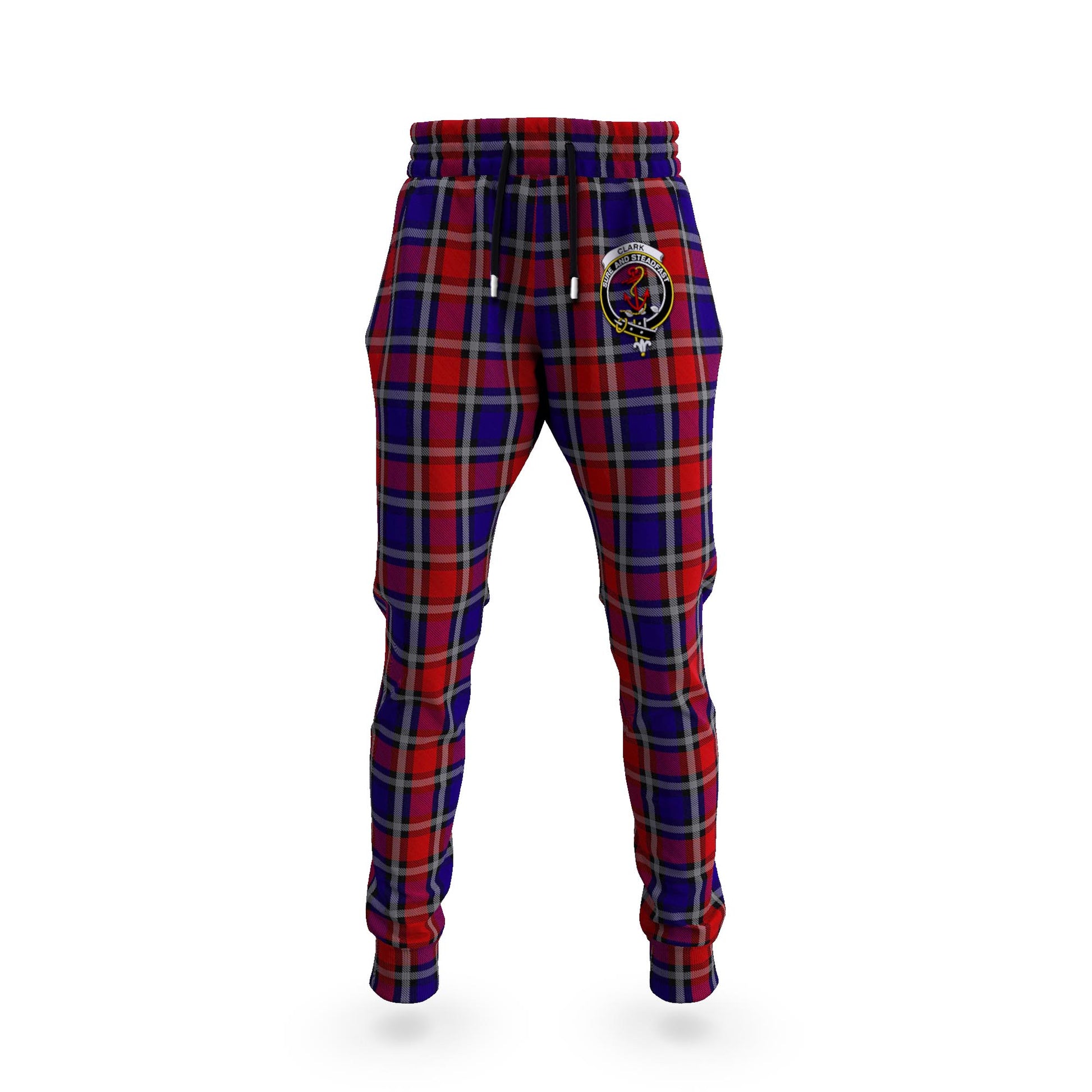 Clark Red Tartan Joggers Pants with Family Crest 5XL - Tartan Vibes Clothing