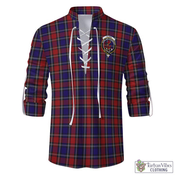 Clark Red Tartan Men's Scottish Traditional Jacobite Ghillie Kilt Shirt with Family Crest