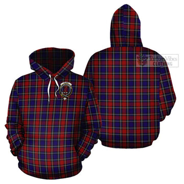 Clark Red Tartan Cotton Hoodie with Family Crest