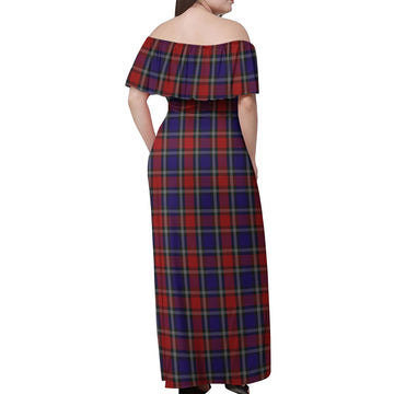 Clark Red Tartan Off Shoulder Long Dress