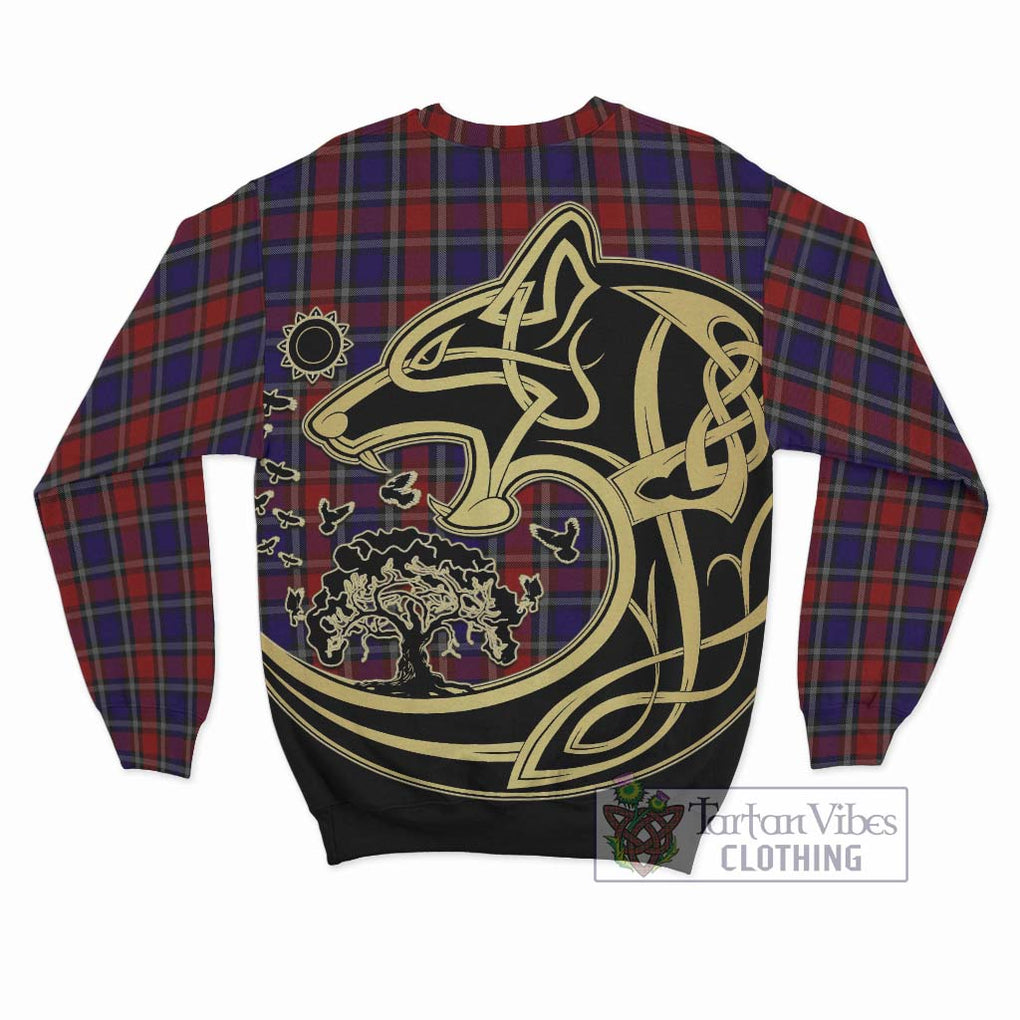 Clark Red Tartan Sweatshirt with Family Crest Celtic Wolf Style - Tartan Vibes Clothing