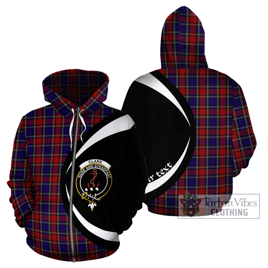 Tartan Vibes Clothing Clark Red Tartan Hoodie with Family Crest Circle Style