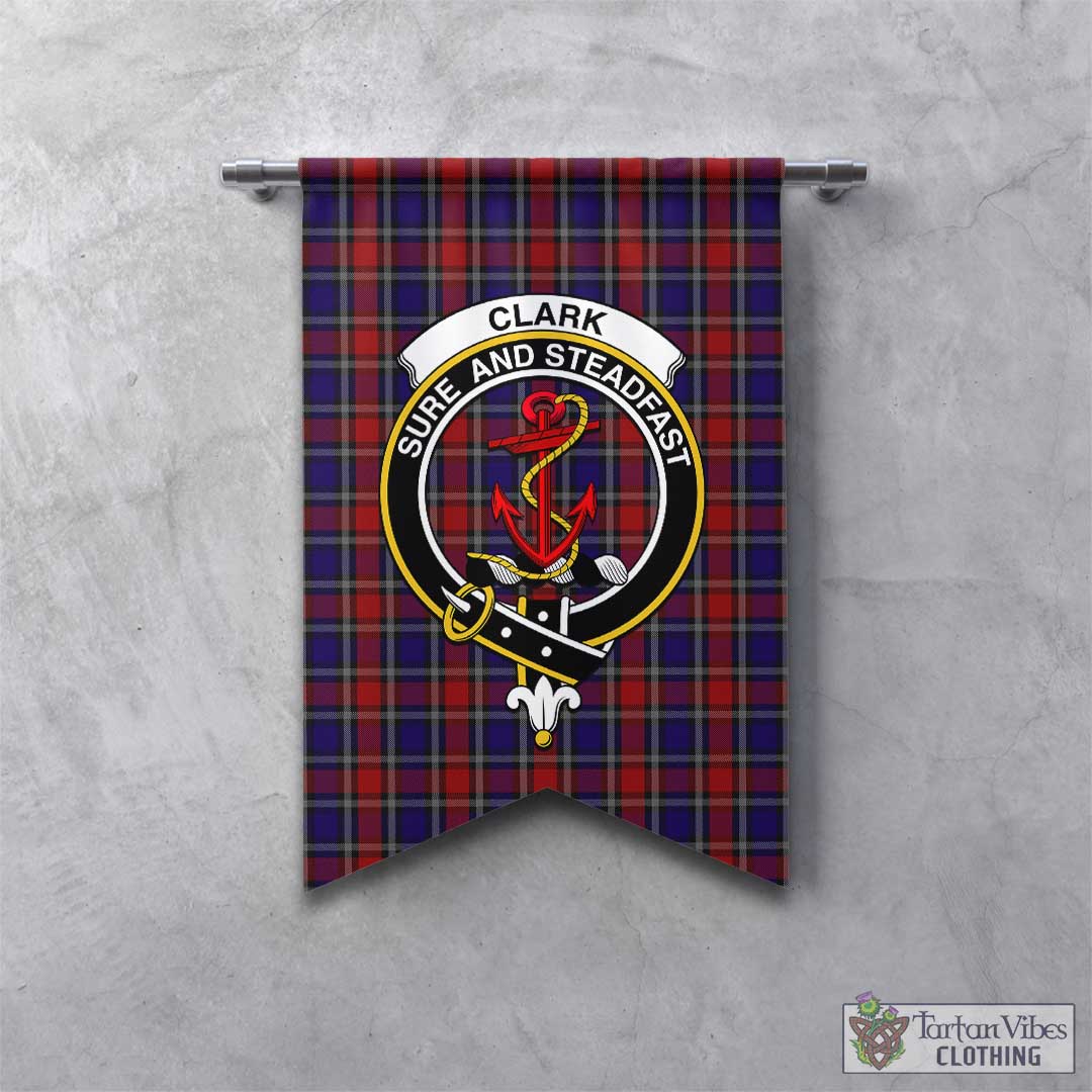 Tartan Vibes Clothing Clark Red Tartan Gonfalon, Tartan Banner with Family Crest