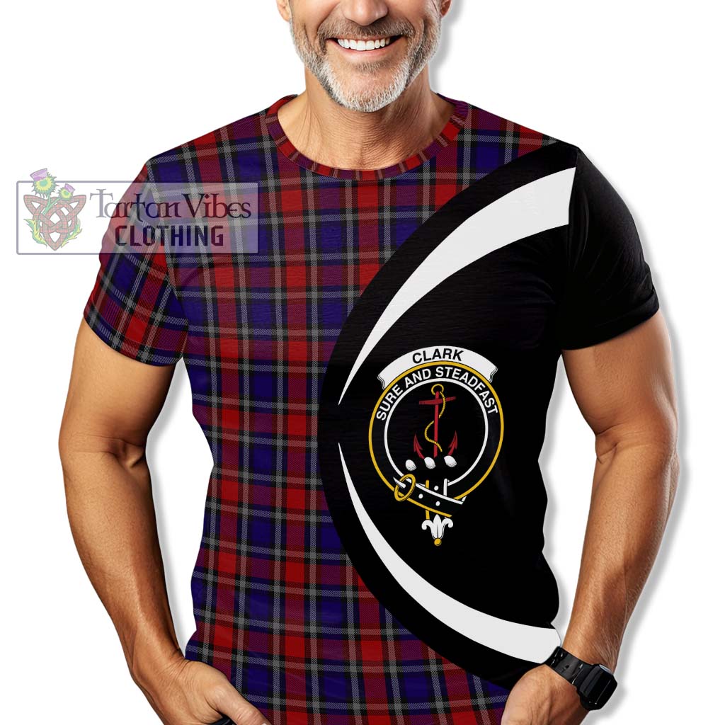 Tartan Vibes Clothing Clark Red Tartan T-Shirt with Family Crest Circle Style