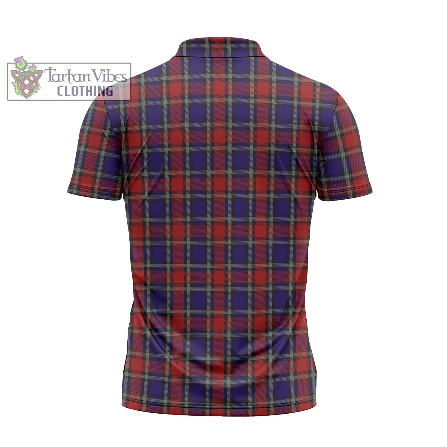 Tartan Vibes Clothing Clark Red Tartan Zipper Polo Shirt with Family Crest