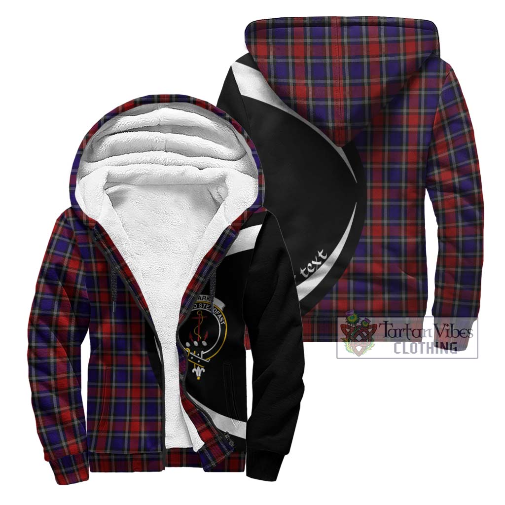 Clark Red Tartan Sherpa Hoodie with Family Crest Circle Style Unisex - Tartan Vibes Clothing