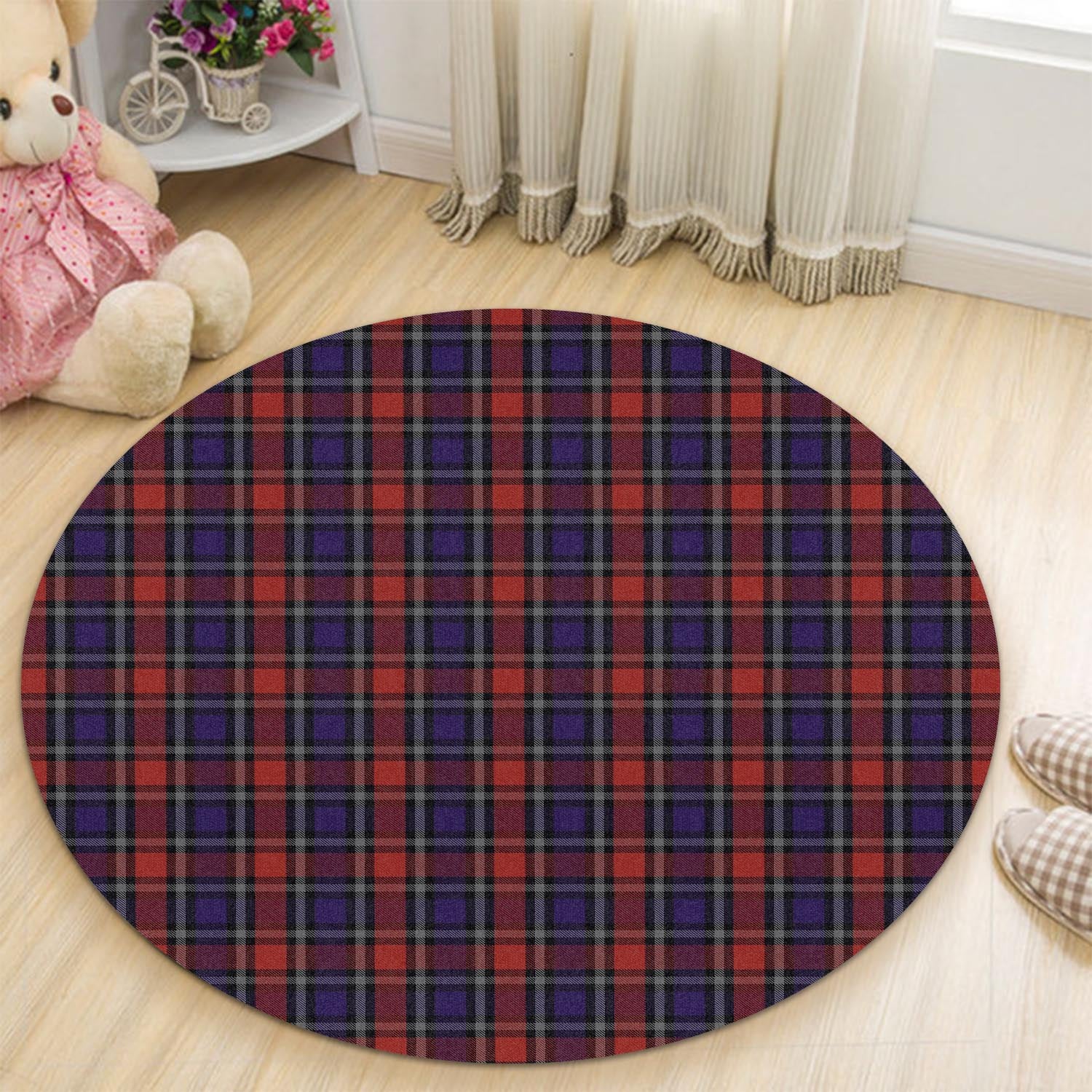 Clark Red Tartan Round Rug - Tartanvibesclothing