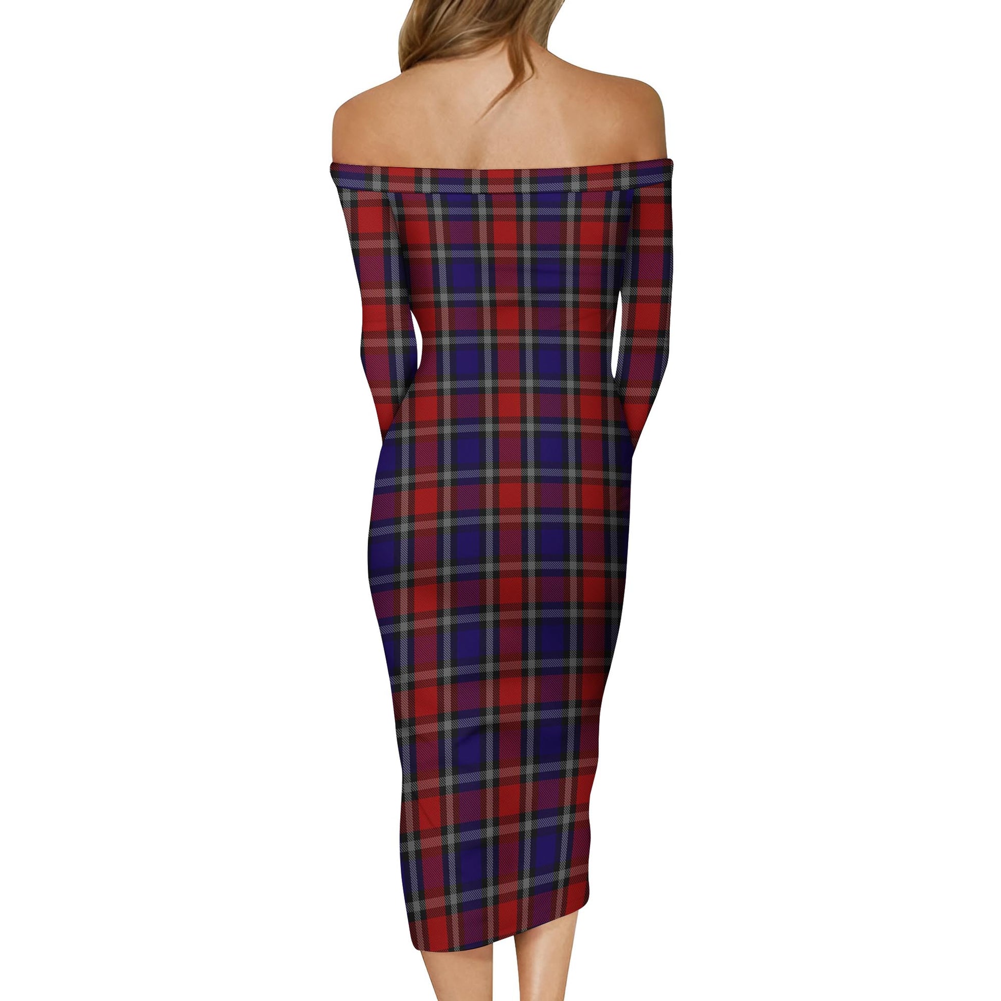 Clark Red Tartan Off Shoulder Lady Dress - Tartanvibesclothing