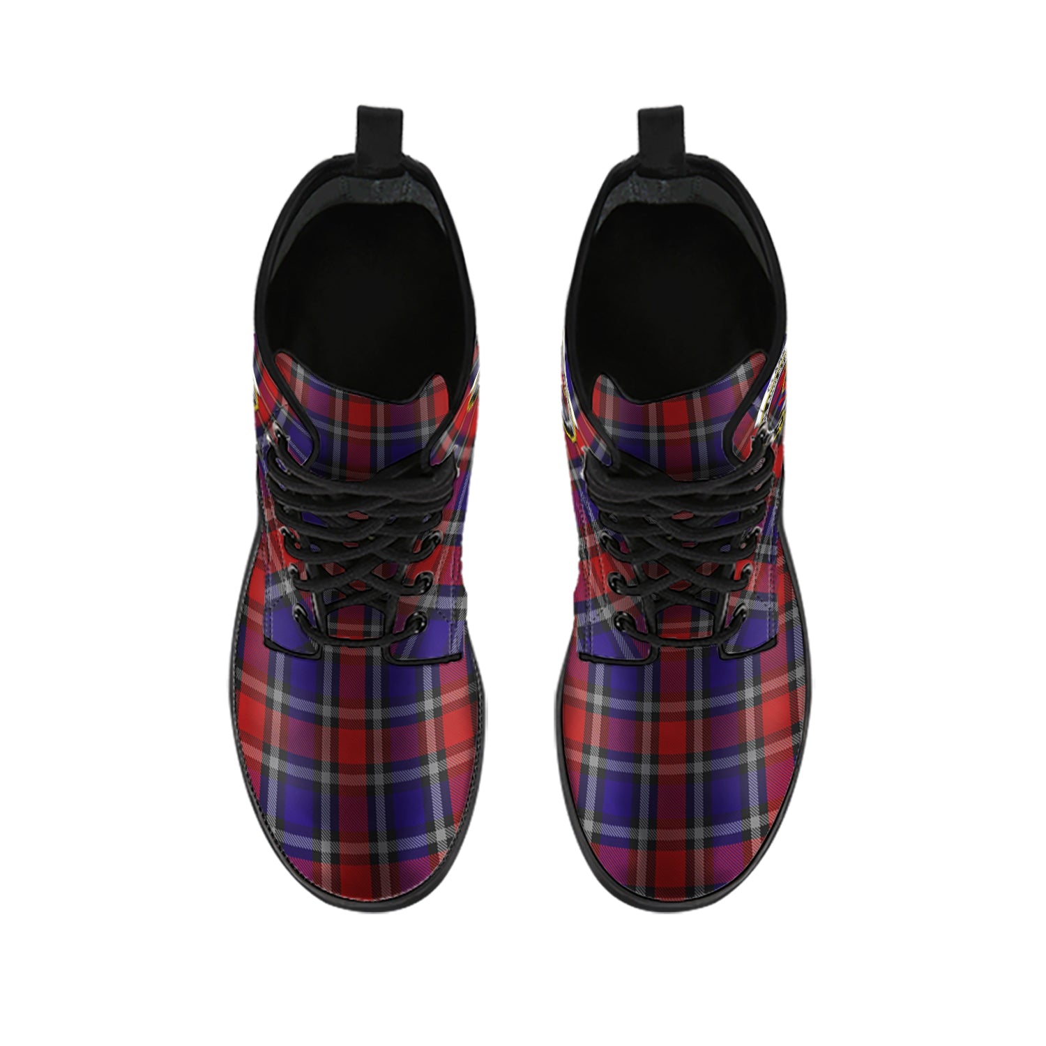 clark-red-tartan-leather-boots-with-family-crest