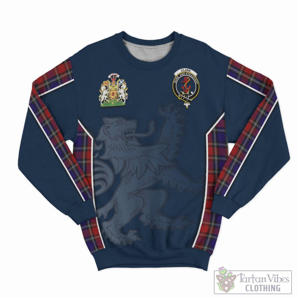 Tartan Vibes Clothing Clark Red Tartan Sweater with Family Crest and Lion Rampant Vibes Sport Style