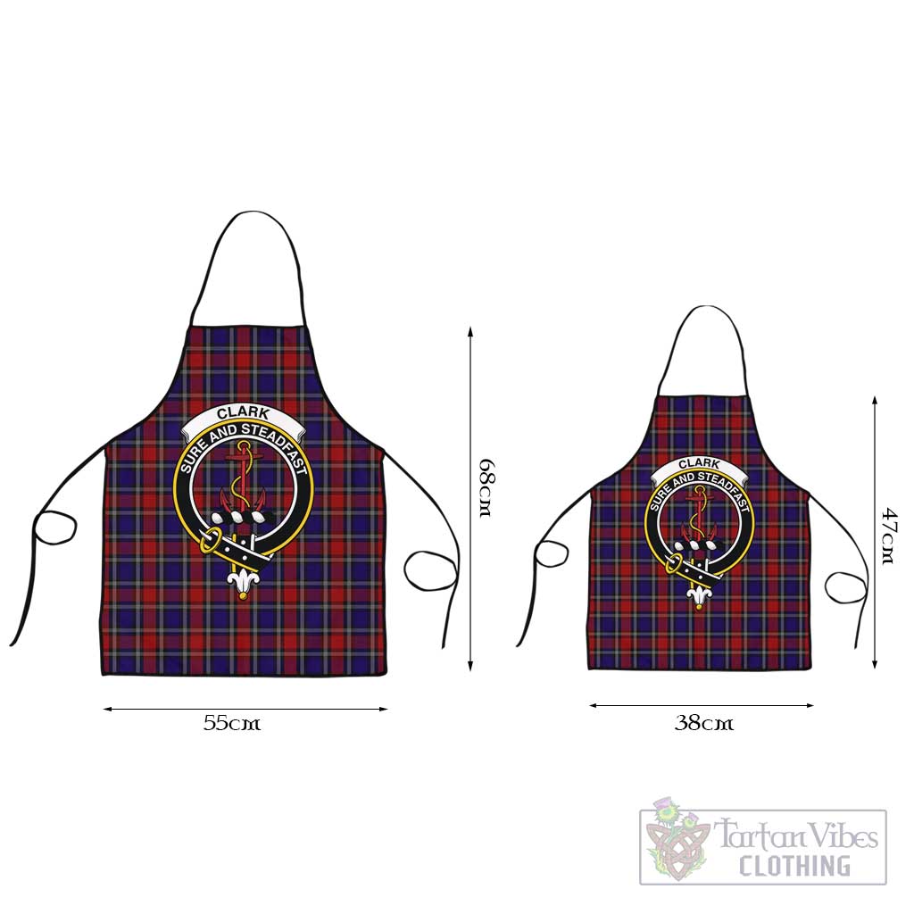 Clark Red Tartan Apron with Family Crest Black L 55x68 cm - Tartan Vibes Clothing