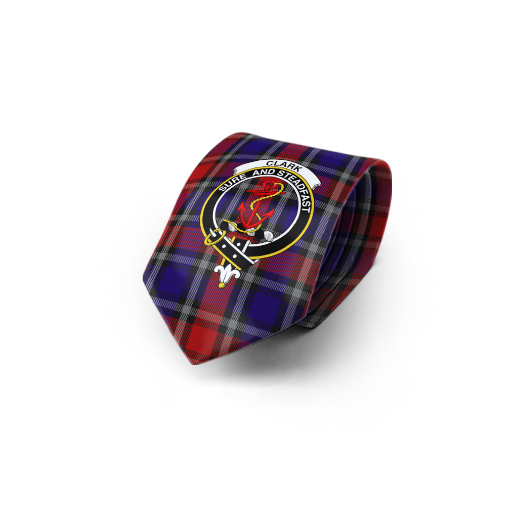 Clark Red Tartan Classic Necktie with Family Crest - Tartan Vibes Clothing