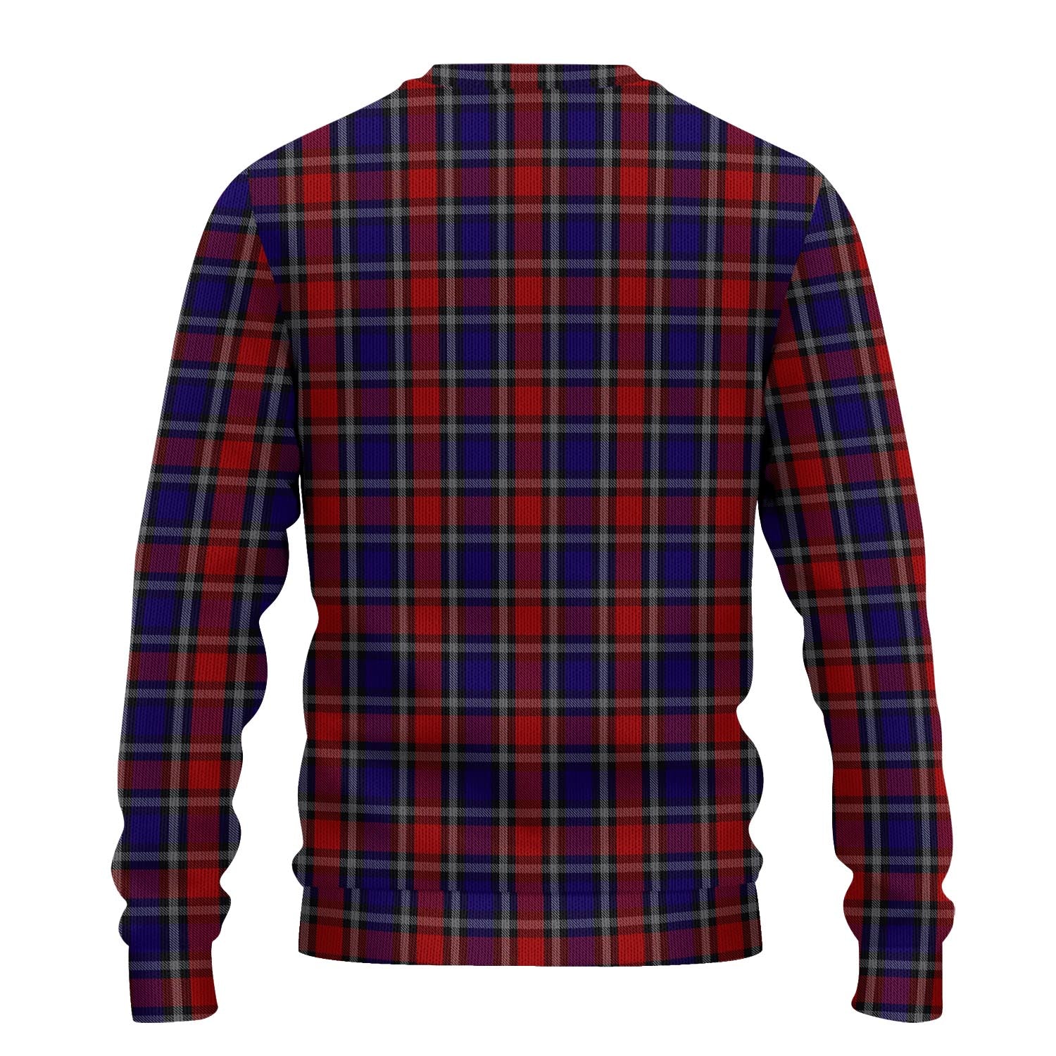 Clark Red Tartan Knitted Sweater with Family Crest - Tartanvibesclothing