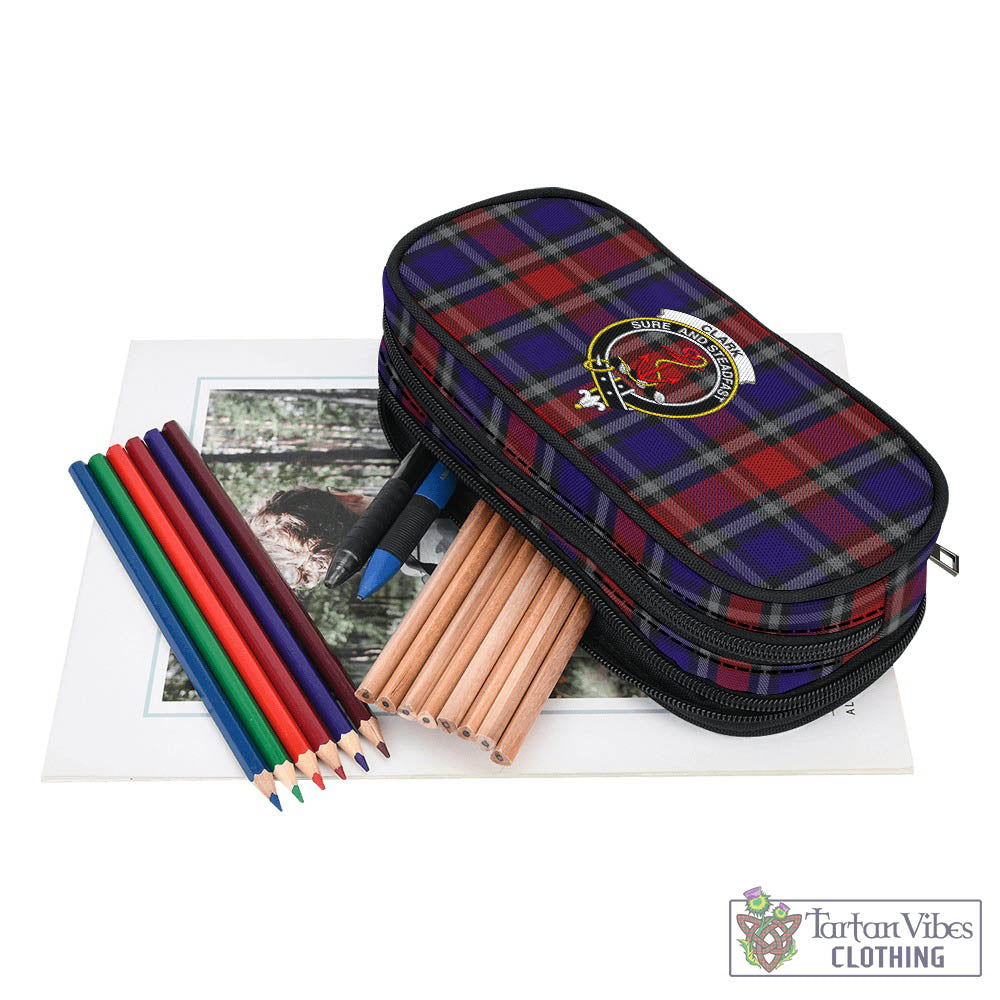 Tartan Vibes Clothing Clark Red Tartan Pen and Pencil Case with Family Crest