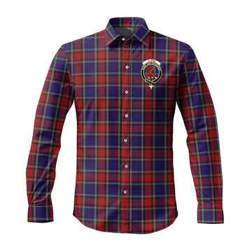 Clark Red Tartan Long Sleeve Button Up Shirt with Family Crest