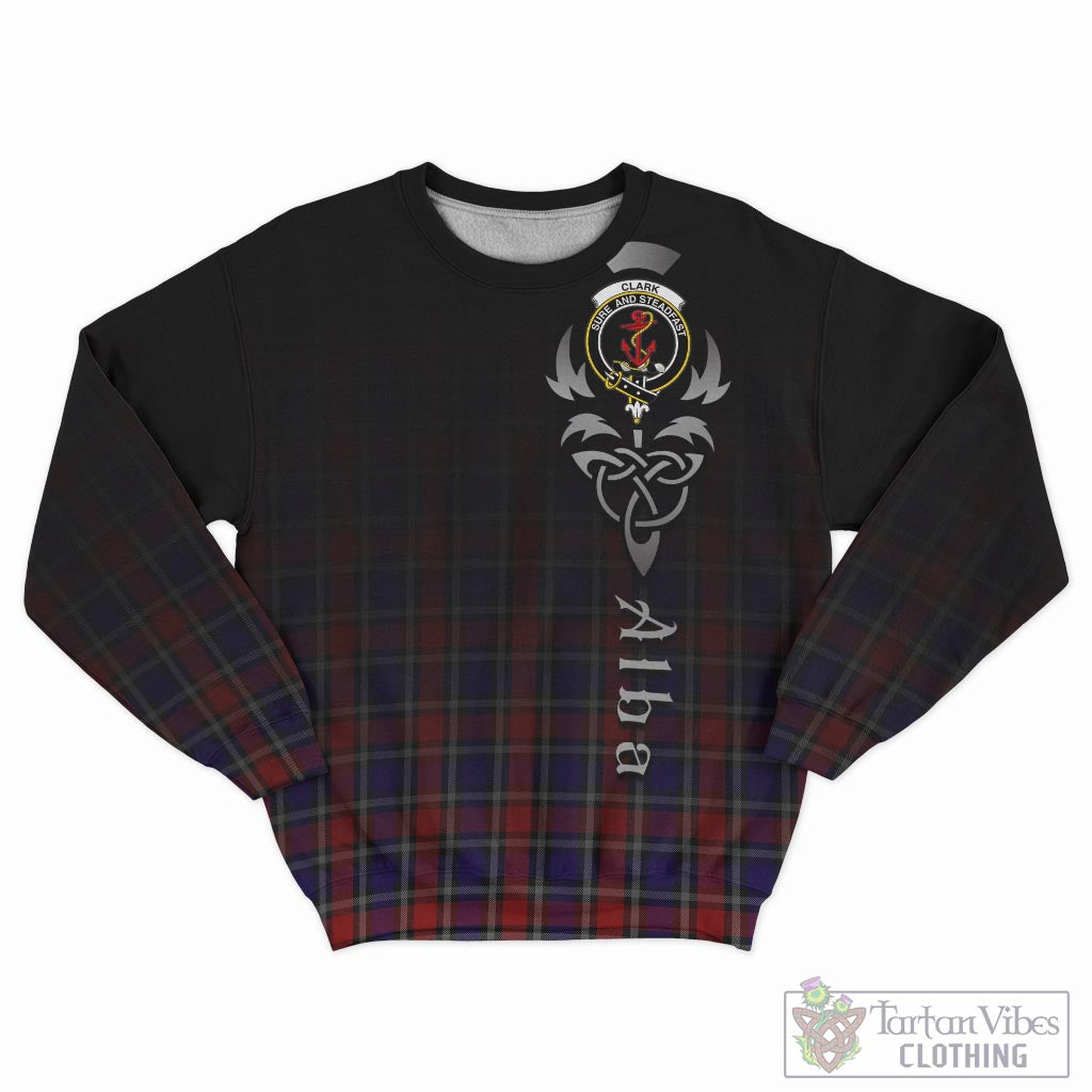 Tartan Vibes Clothing Clark Red Tartan Sweatshirt Featuring Alba Gu Brath Family Crest Celtic Inspired