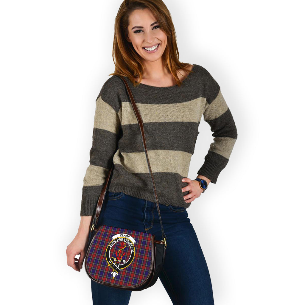 Clark Red Tartan Saddle Bag with Family Crest - Tartan Vibes Clothing