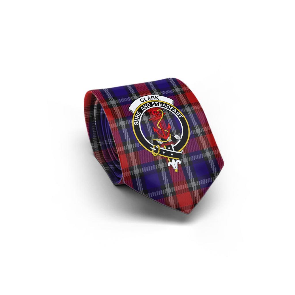 Clark Red Tartan Classic Necktie with Family Crest - Tartan Vibes Clothing