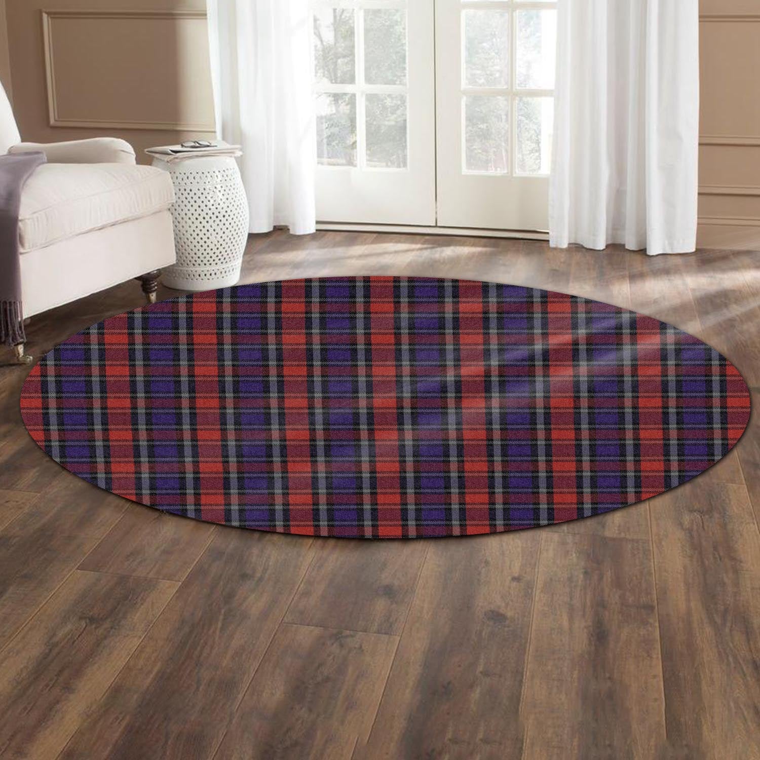 Clark Red Tartan Round Rug - Tartanvibesclothing