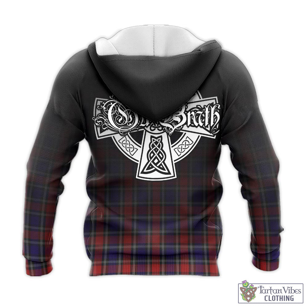 Tartan Vibes Clothing Clark Red Tartan Knitted Hoodie Featuring Alba Gu Brath Family Crest Celtic Inspired