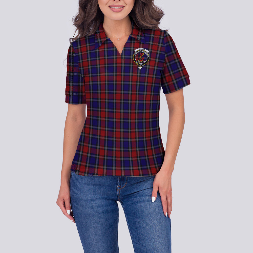 Clark Red Tartan Polo Shirt with Family Crest For Women - Tartan Vibes Clothing