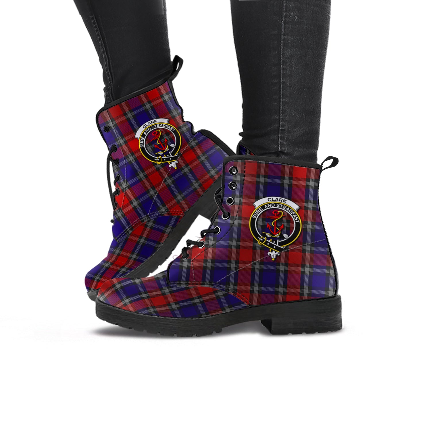 clark-red-tartan-leather-boots-with-family-crest