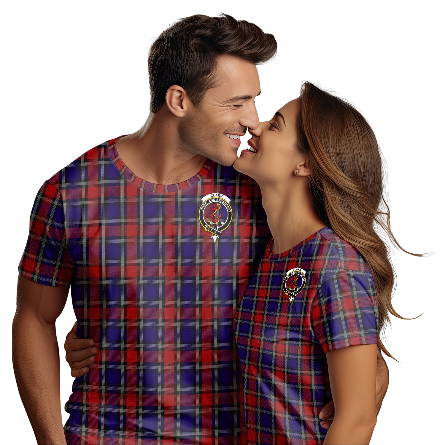 Clark Red Tartan T-Shirt with Family Crest - Tartan Vibes Clothing