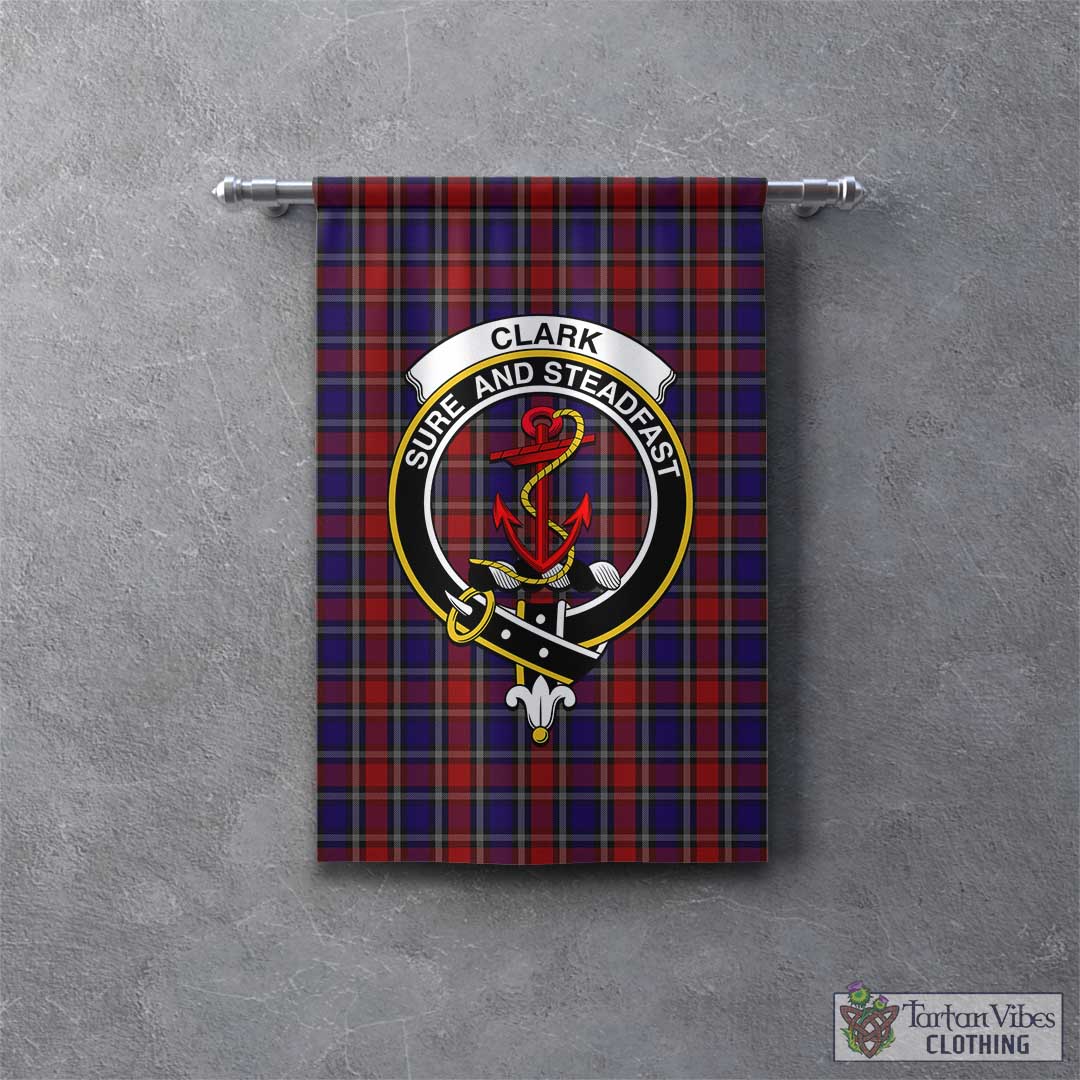 Tartan Vibes Clothing Clark Red Tartan Gonfalon, Tartan Banner with Family Crest