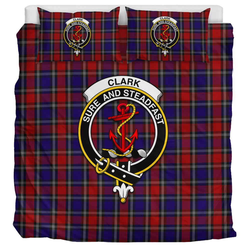 Clark Red Tartan Bedding Set with Family Crest UK Bedding Set UK Super King 104*94 inch - Tartan Vibes Clothing