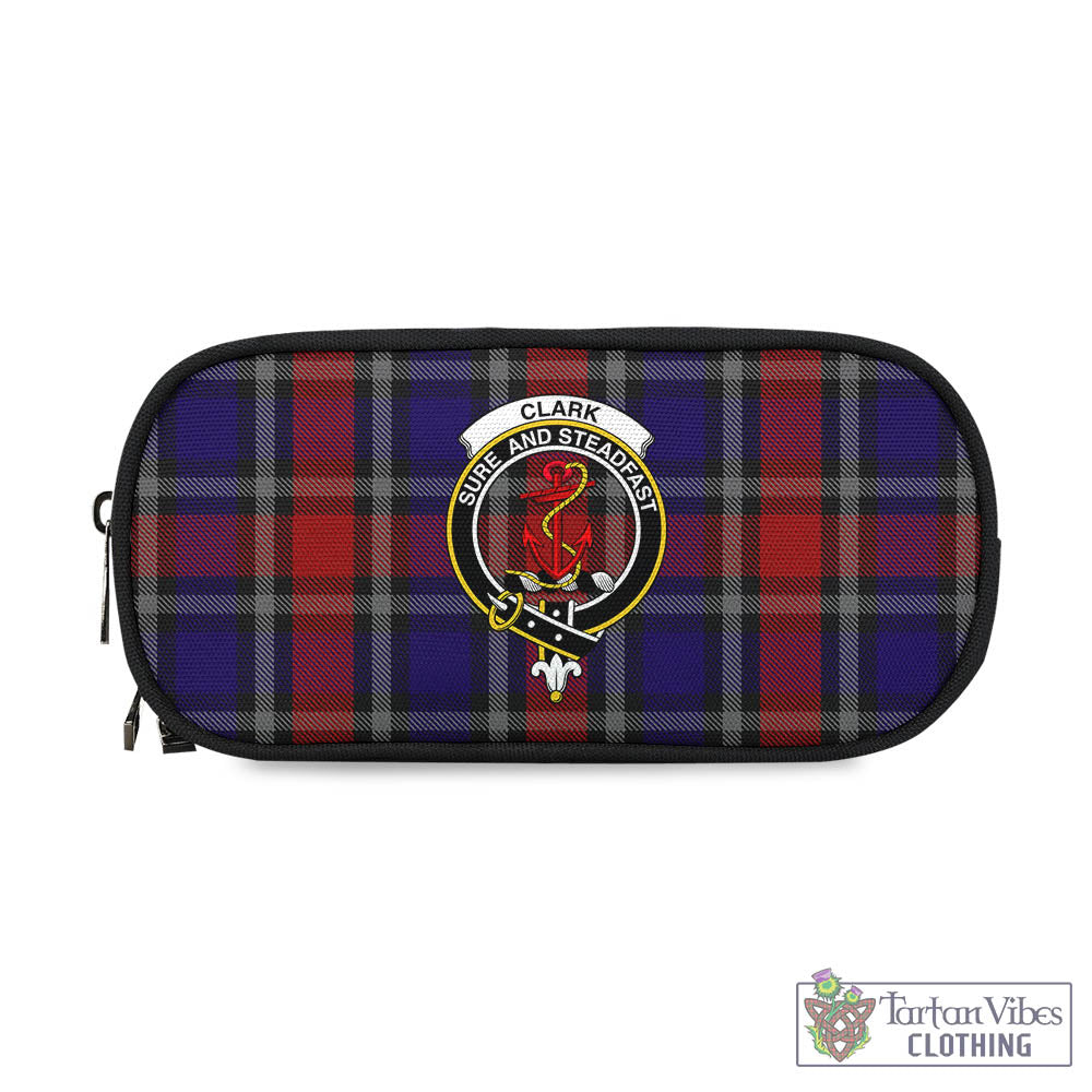 Tartan Vibes Clothing Clark Red Tartan Pen and Pencil Case with Family Crest