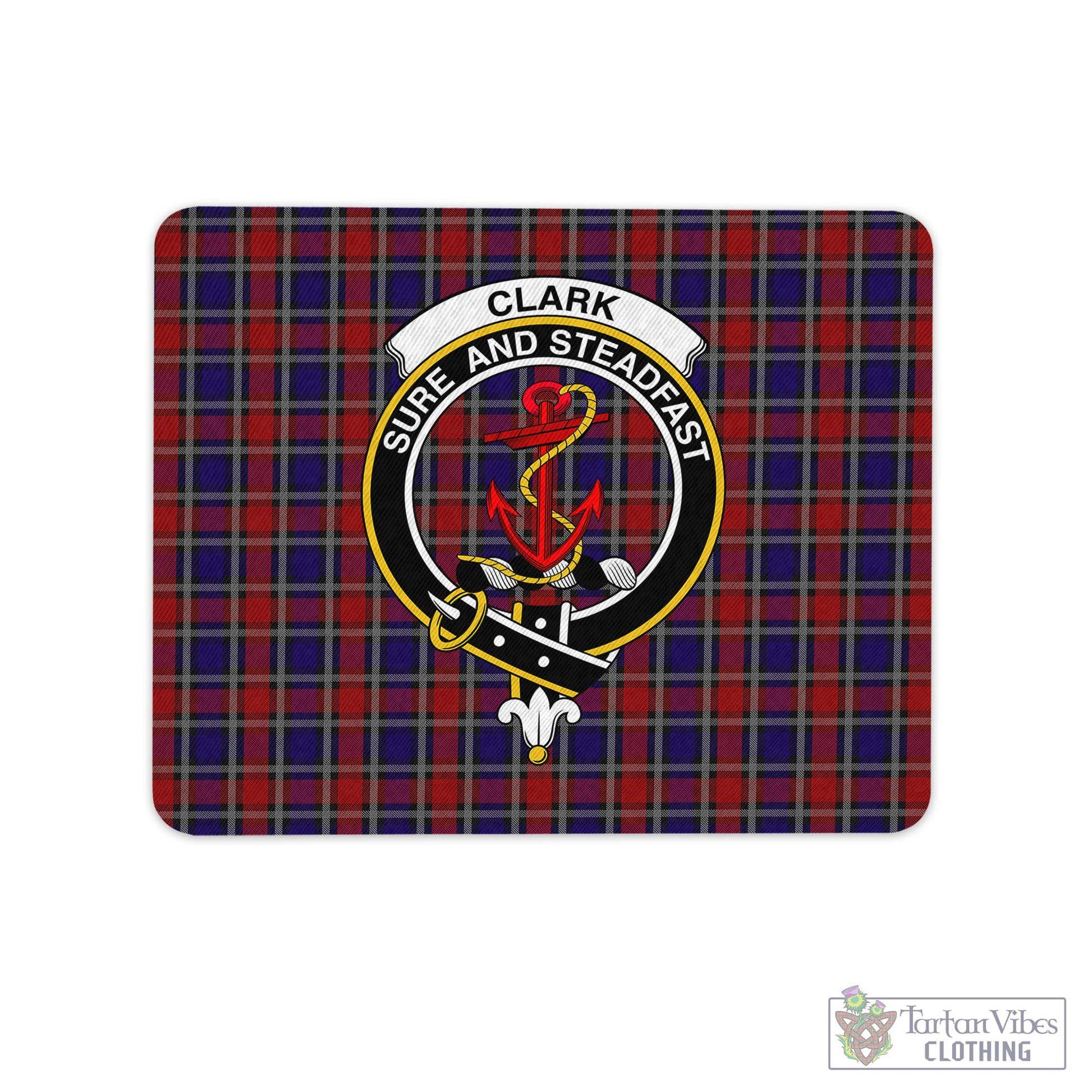 Tartan Vibes Clothing Clark Red Tartan Mouse Pad with Family Crest