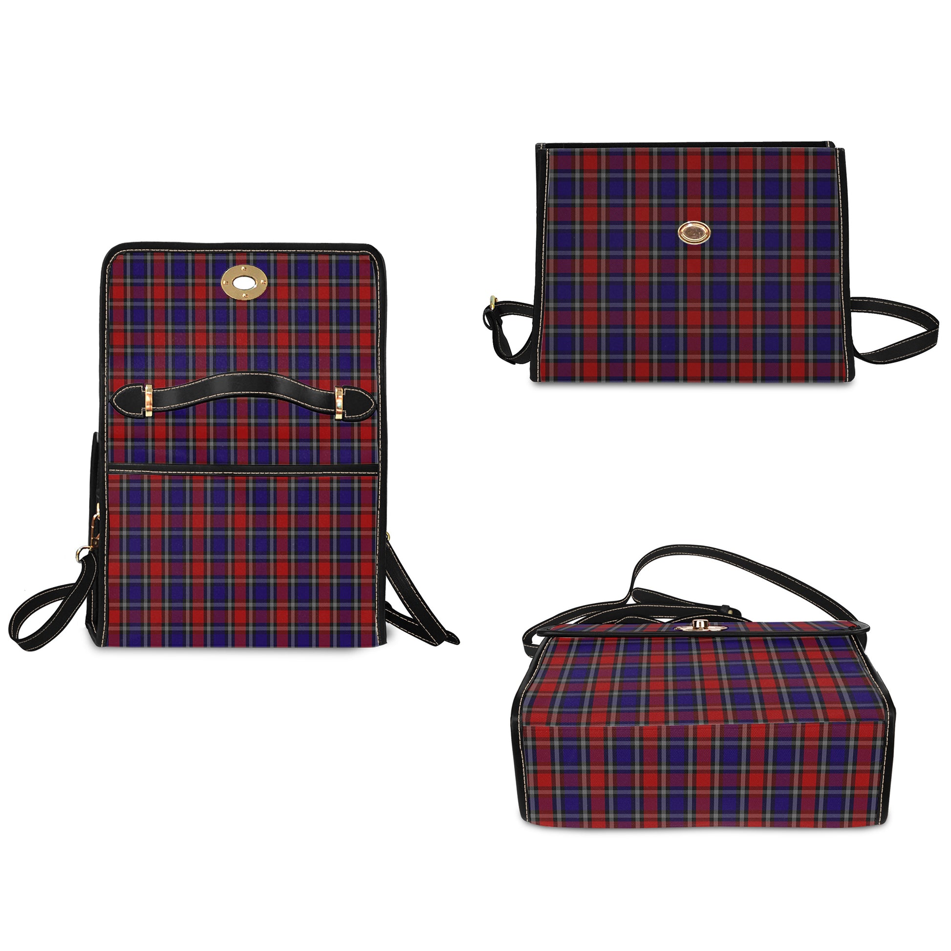 clark-red-tartan-leather-strap-waterproof-canvas-bag