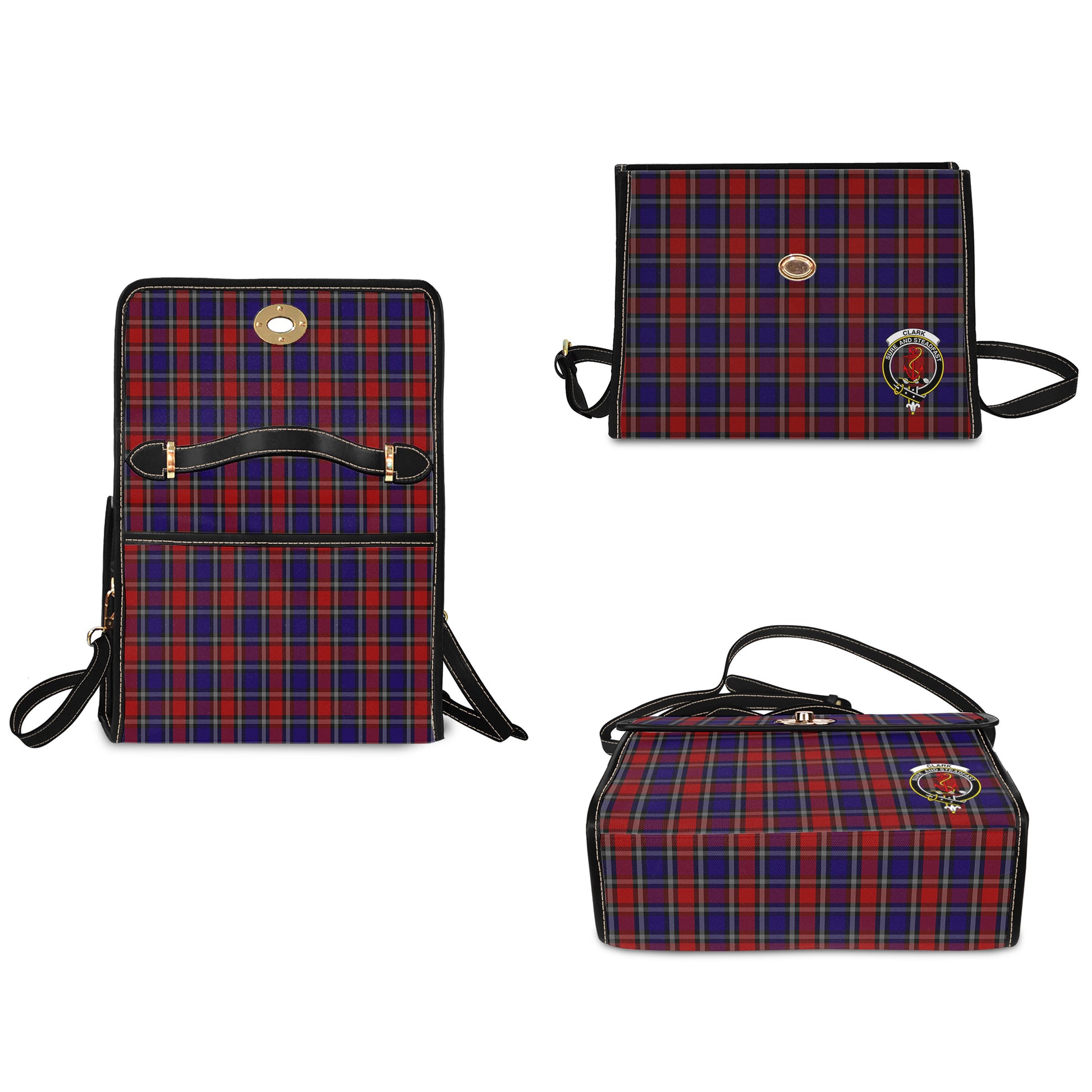 clark-red-tartan-leather-strap-waterproof-canvas-bag-with-family-crest