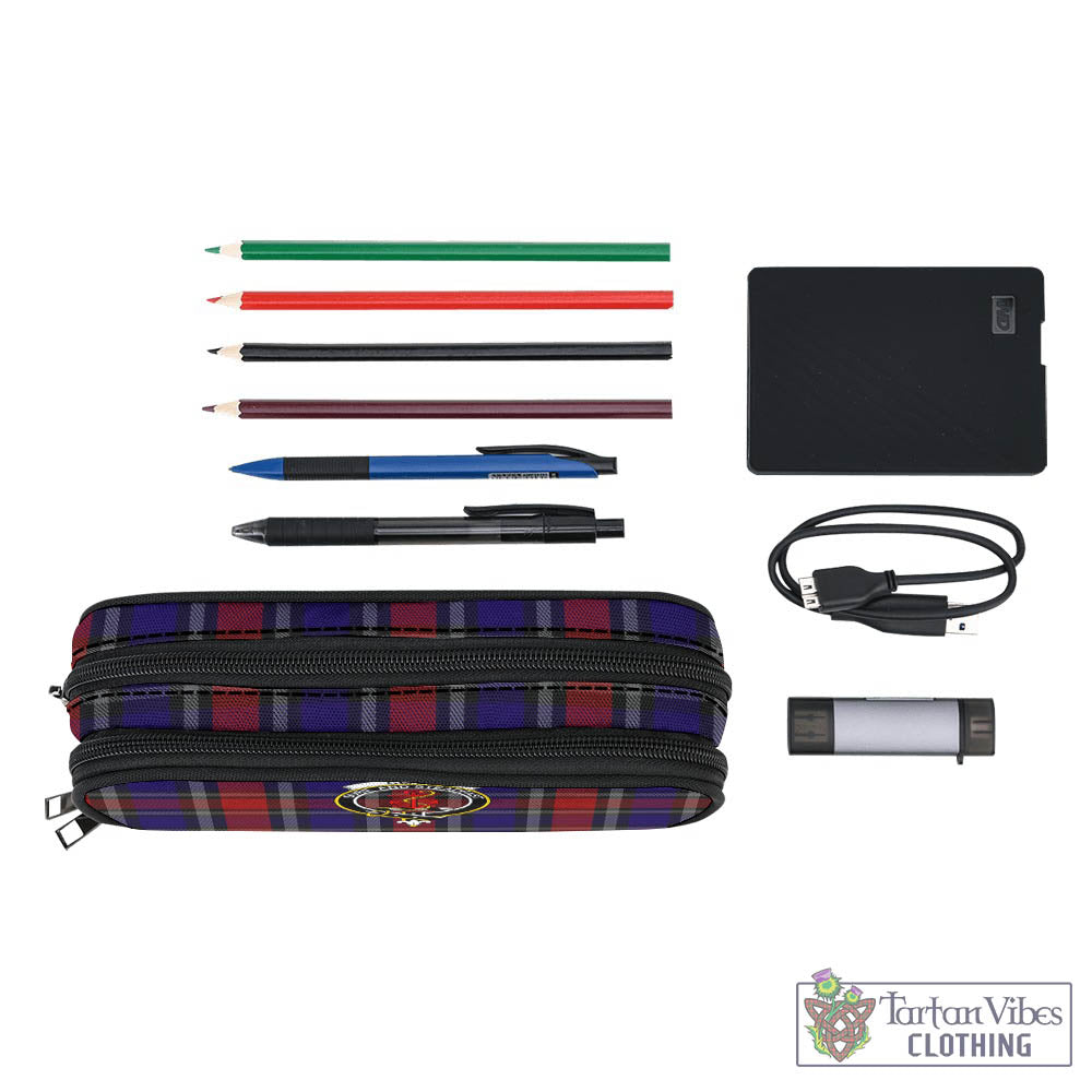 Tartan Vibes Clothing Clark Red Tartan Pen and Pencil Case with Family Crest