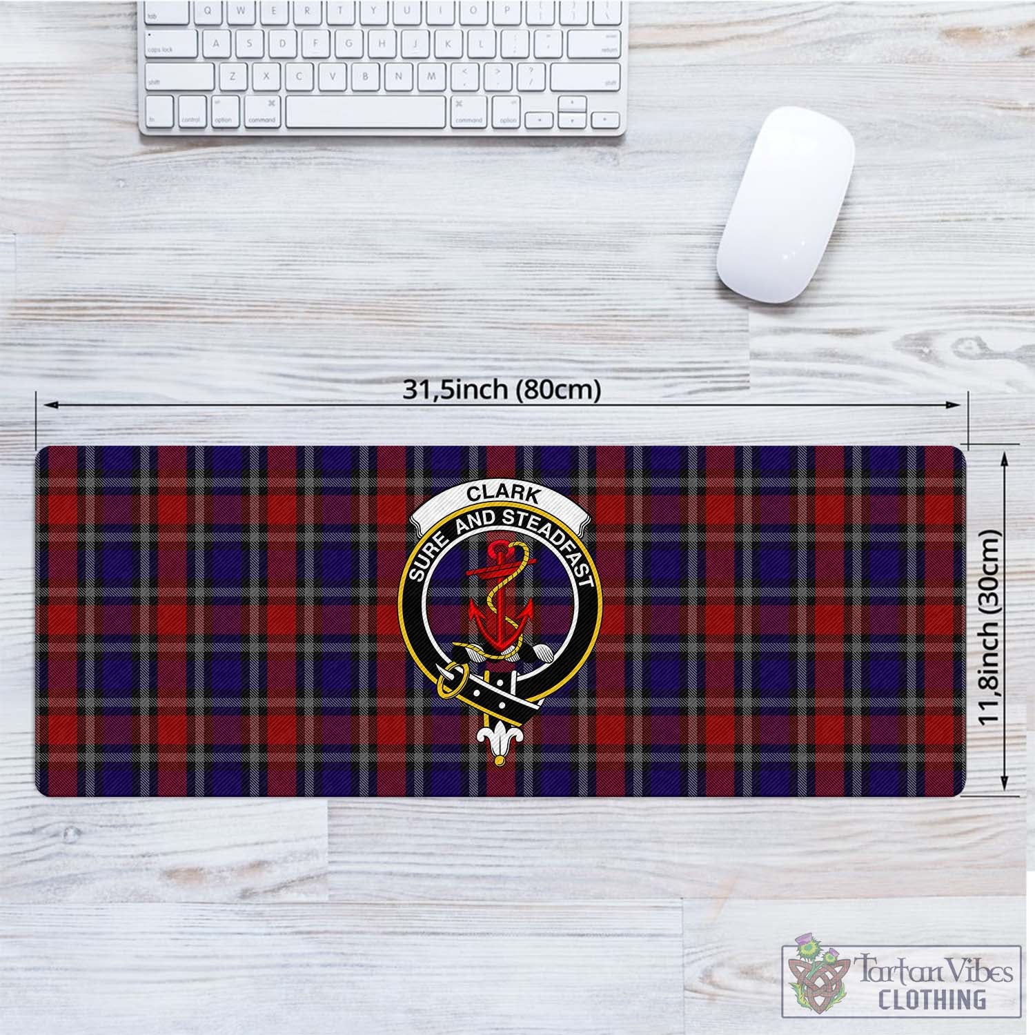 Tartan Vibes Clothing Clark Red Tartan Mouse Pad with Family Crest