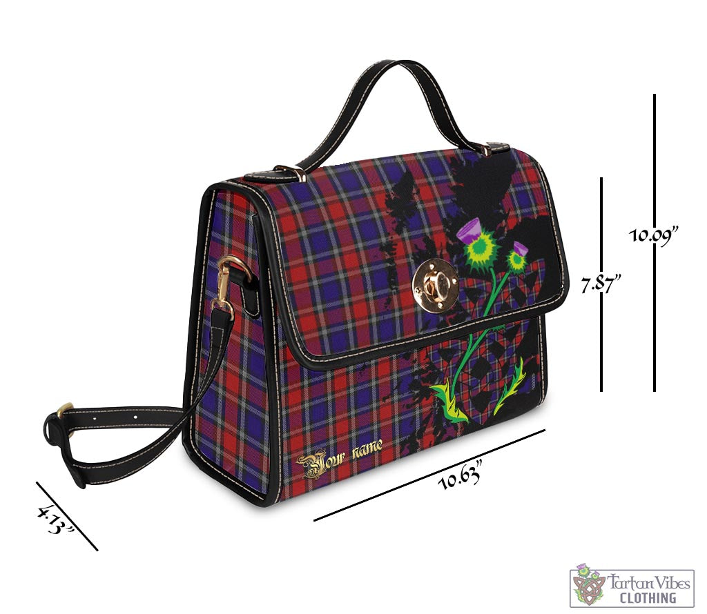 Tartan Vibes Clothing Clark Red Tartan Waterproof Canvas Bag with Scotland Map and Thistle Celtic Accents