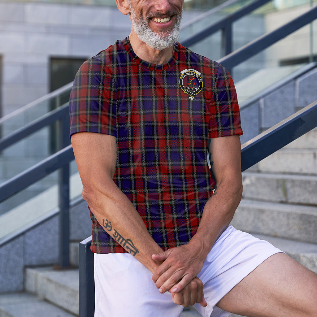 Clark Red Tartan T-Shirt with Family Crest - Tartan Vibes Clothing