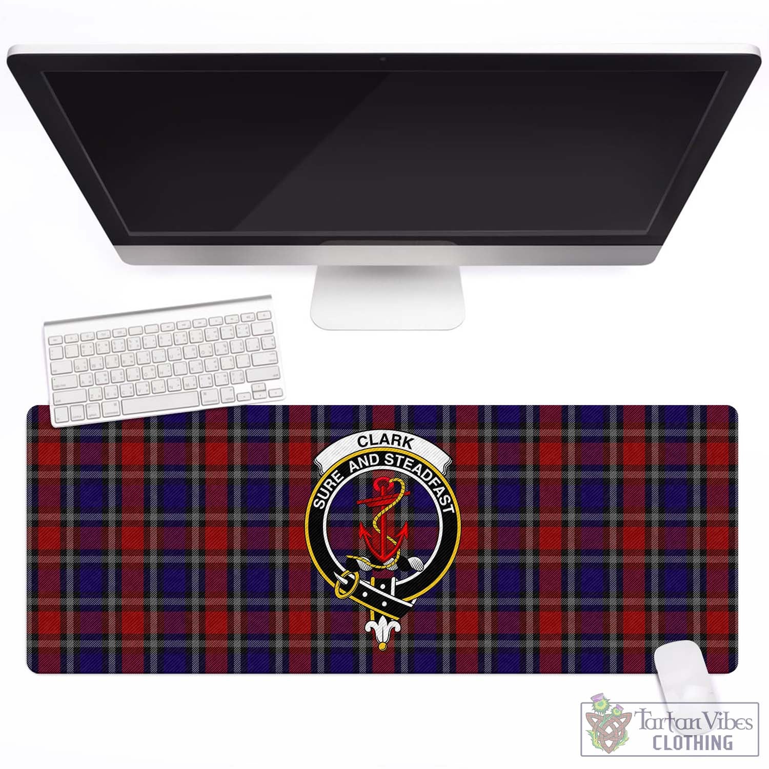 Tartan Vibes Clothing Clark Red Tartan Mouse Pad with Family Crest